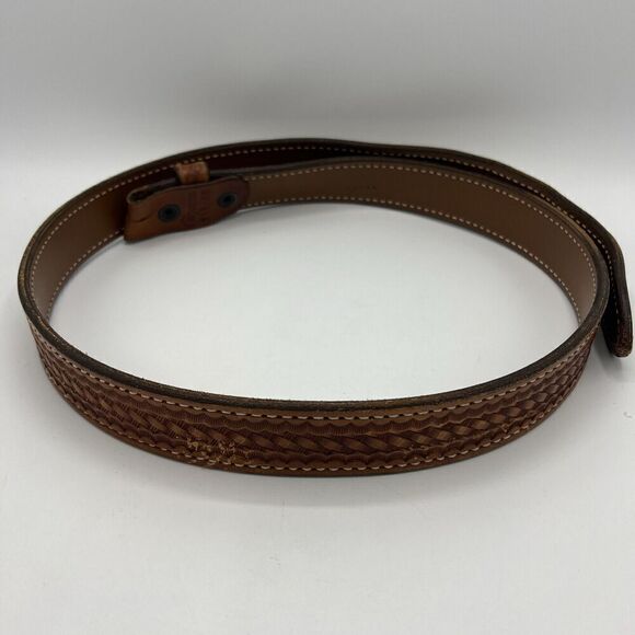 Brown Leather Faux-Braid Belt Men’s 46” - Picture 4 of 8